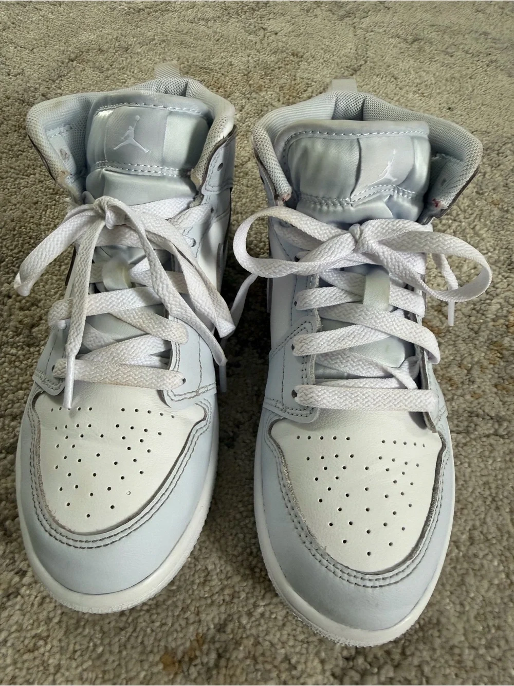 Nike Air Jordan Kids White and Light Gray High-Top Sneakers